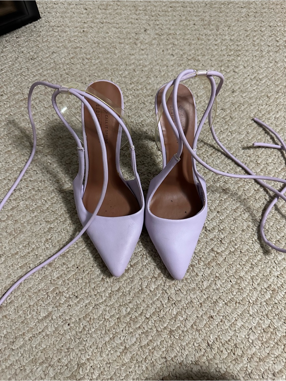 Call It Spring Lilac Pointed-Toe Lace-Up Heels